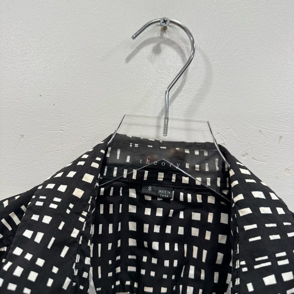 Theory Sleeveless Minae Cotton Button Down Shirt Black White Size Small - Picture 4 of 6